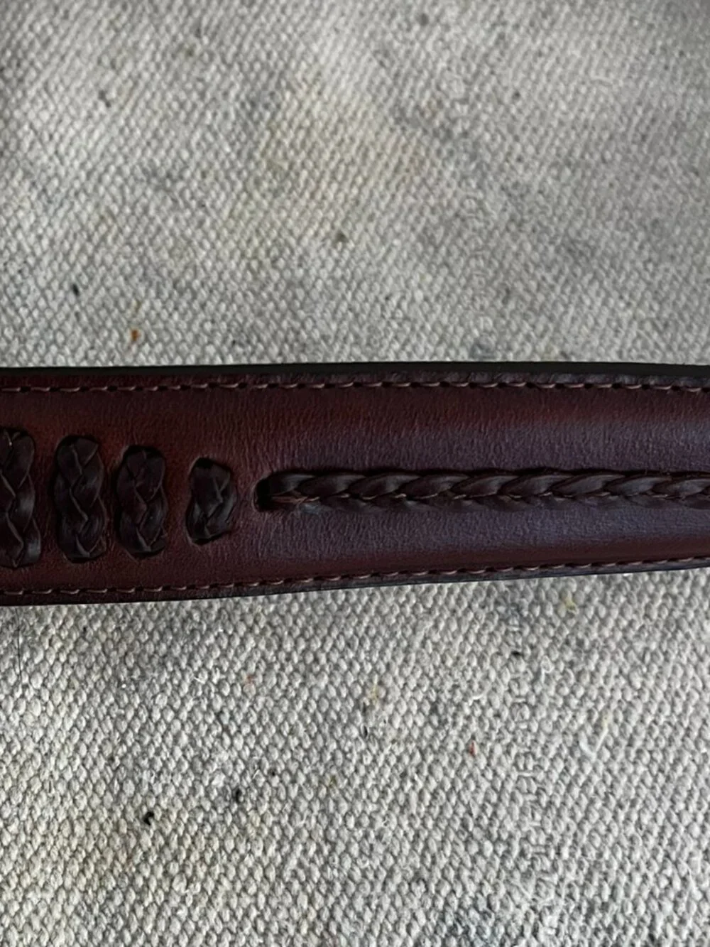 Vintage 1993 Onyx By Brighton Brown Leather Braided Insert Western Belt sz 38